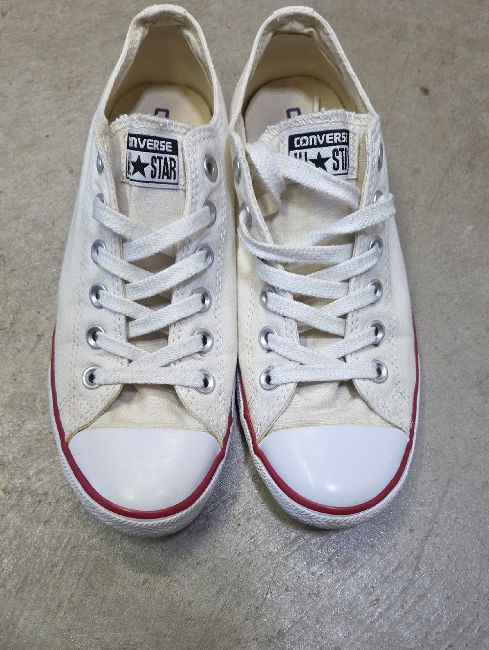 Converse White Canvas Low-Top Sneakers with Red Accent
